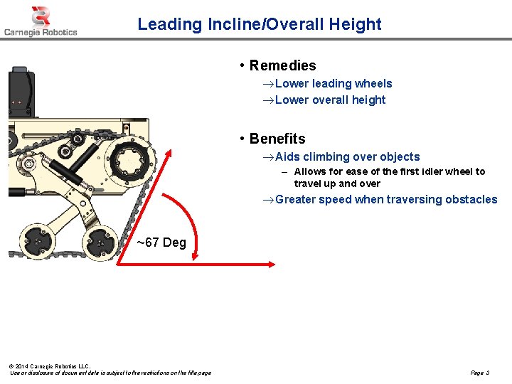 Leading Incline/Overall Height • Remedies ® Lower leading wheels ® Lower overall height •