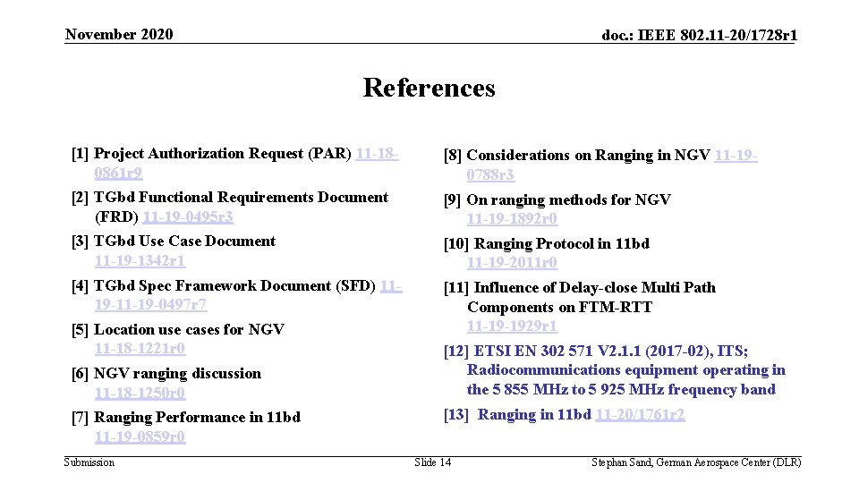 November 2020 doc. : IEEE 802. 11 -20/1728 r 1 References [1] Project Authorization