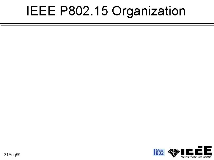 IEEE P 802. 15 Organization 31 Aug 99 