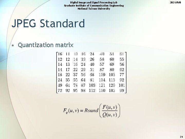 Digital Image and Signal Processing Lab Graduate Institute of Communication Engineering National Taiwan University