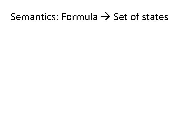 Semantics: Formula Set of states 