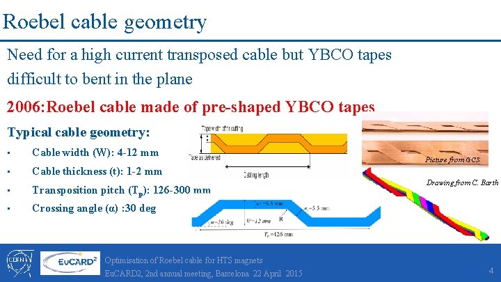 Roebel cable geometry Need for a high current transposed cable but YBCO tapes difficult
