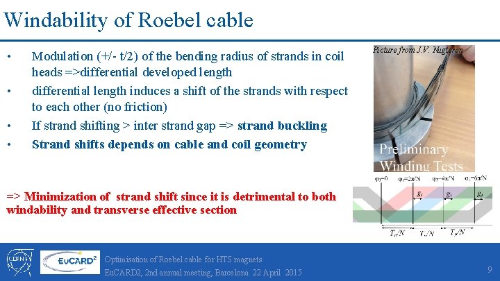 Windability of Roebel cable • • Modulation (+/- t/2) of the bending radius of