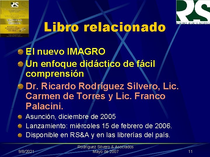 Libro relacionado El nuevo IMAGRO Un enfoque didáctico de fácil comprensión Dr. Ricardo Rodríguez