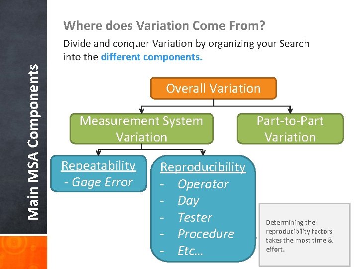 Where does Variation Come From? Main MSA Components Divide and conquer Variation by organizing