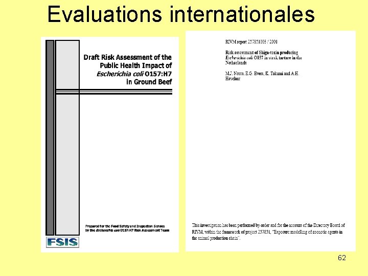 Evaluations internationales 62 