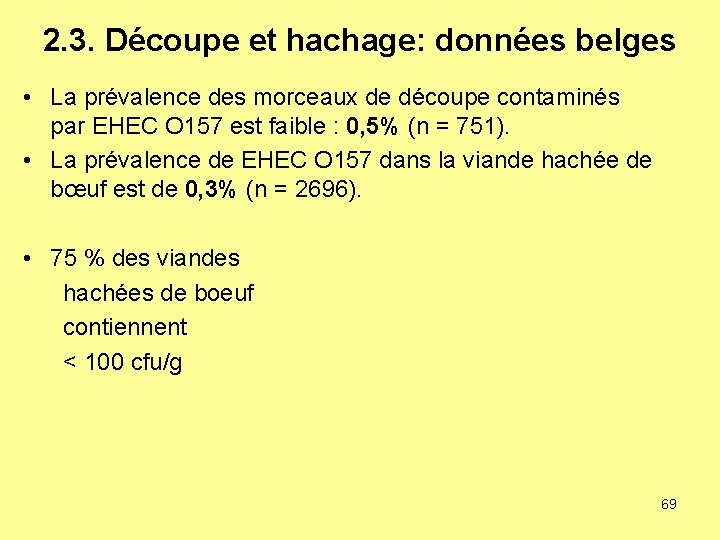 2. 3. Découpe et hachage: données belges • La prévalence des morceaux de découpe