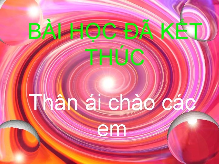 BÀI HỌC ĐÃ KẾT THÚC Thân ái chào các em 