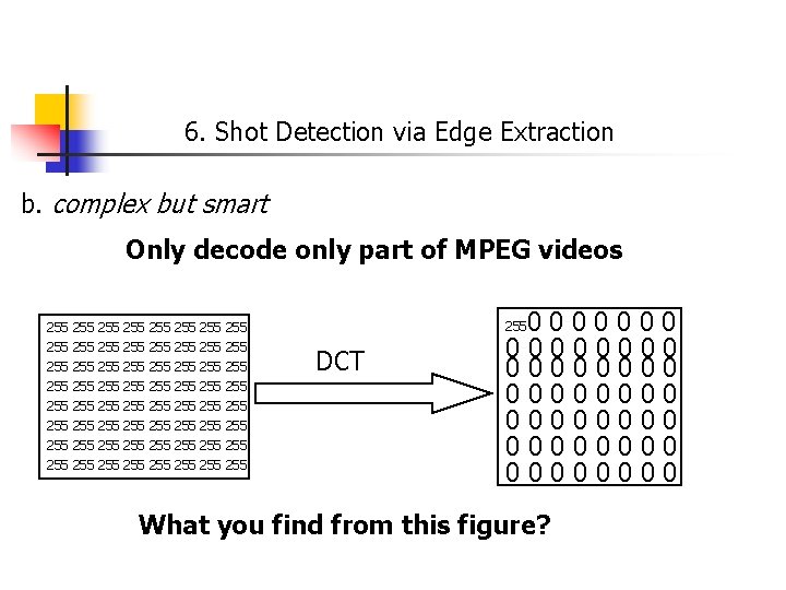 6. Shot Detection via Edge Extraction b. complex but smart Only decode only part