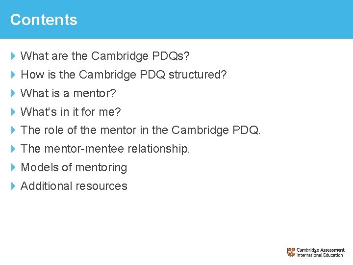 Contents 4 What are the Cambridge PDQs? 4 How is the Cambridge PDQ structured?