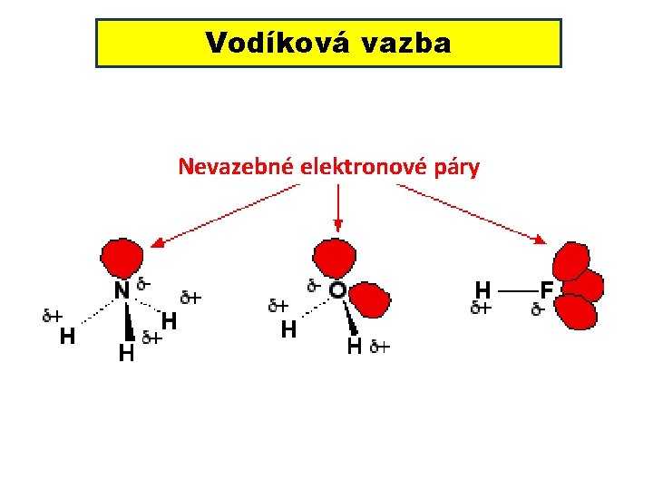Vodíková vazba Nevazebné elektronové páry 