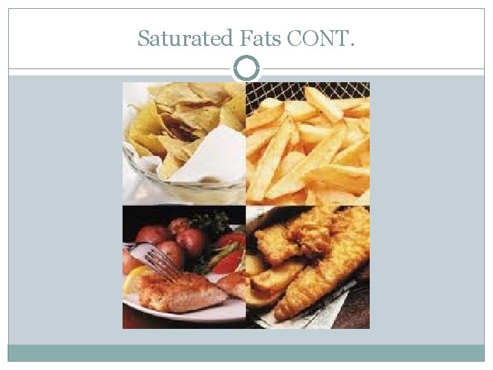 Saturated Fats CONT. 