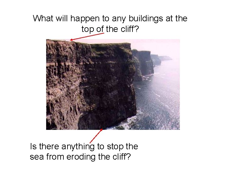 What will happen to any buildings at the top of the cliff? Is there