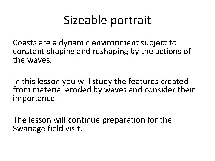 Sizeable portrait Coasts are a dynamic environment subject to constant shaping and reshaping by
