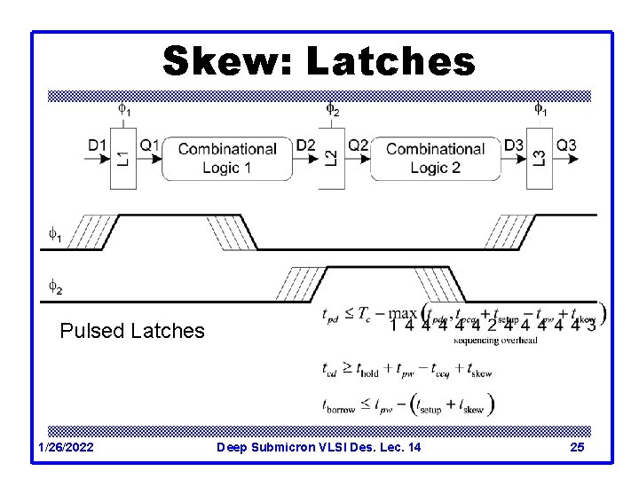 Skew: Latches Pulsed Latches 1/26/2022 Deep Submicron VLSI Des. Lec. 14 25 