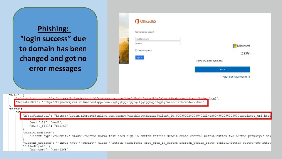 Phishing: "login success” due to domain has been changed and got no error messages