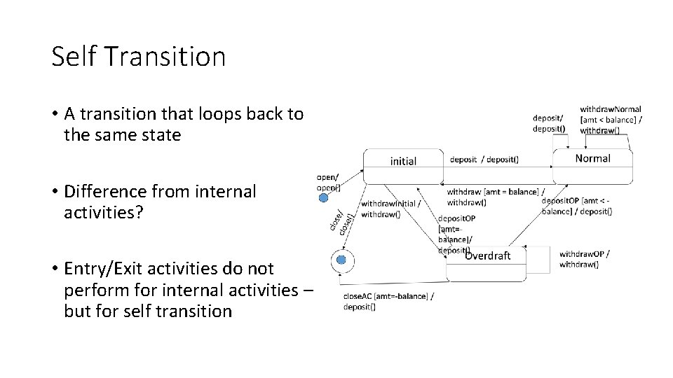 Self Transition • A transition that loops back to the same state • Difference