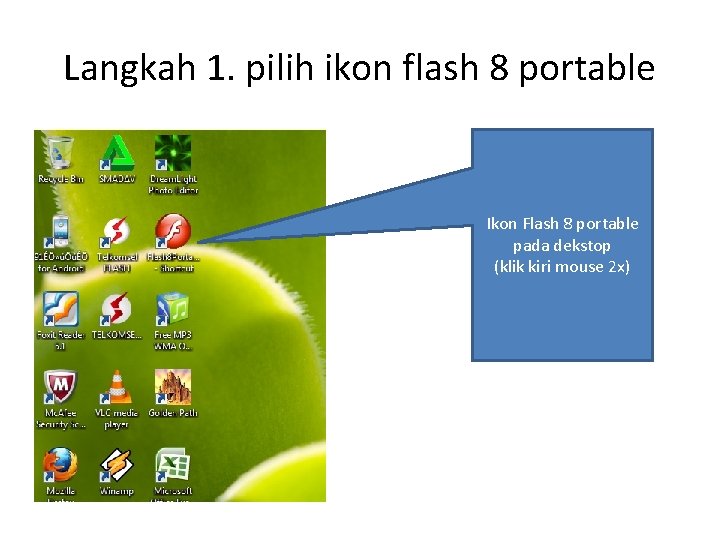 Langkah 1. pilih ikon flash 8 portable Ikon Flash 8 portable pada dekstop (klik