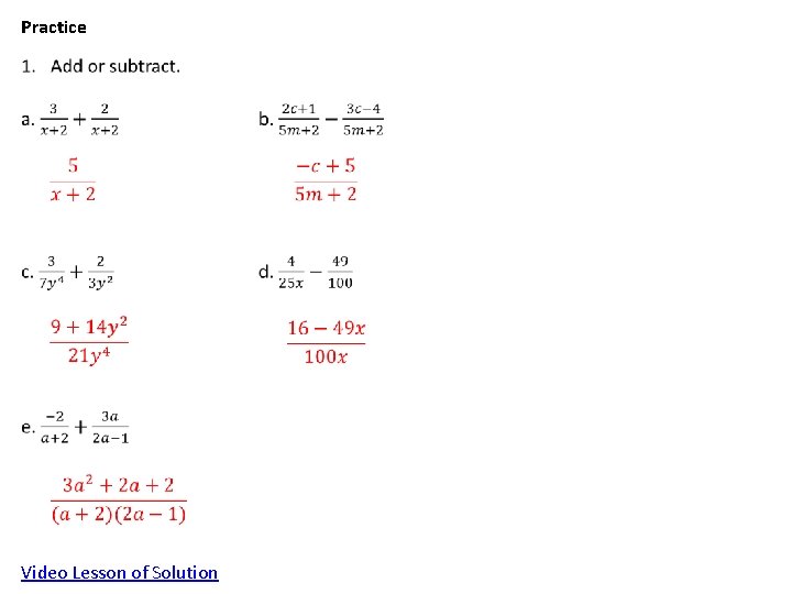 Practice Video Lesson of Solution 