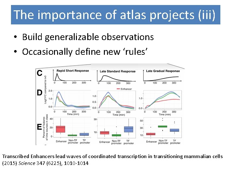 The importance of atlas projects (iii) • Build generalizable observations • Occasionally define new