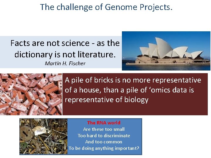 The challenge of Genome Projects. Facts are not science - as the dictionary is