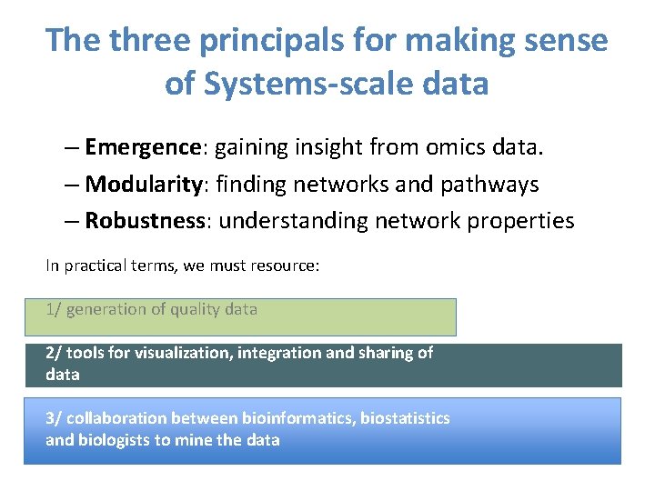 The three principals for making sense of Systems-scale data – Emergence: gaining insight from