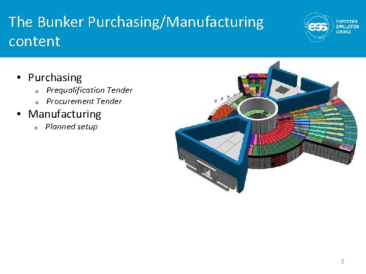 The Bunker Purchasing/Manufacturing content • Purchasing o o Prequalification Tender Procurement Tender • Manufacturing