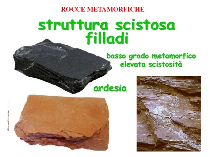 Le rocce metamorfiche o scistoso cristalline, infine, sono rocce che derivano da profonde trasformazioni