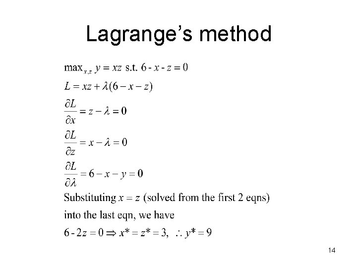Lagrange’s method 14 