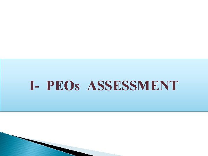 I- PEOs ASSESSMENT 