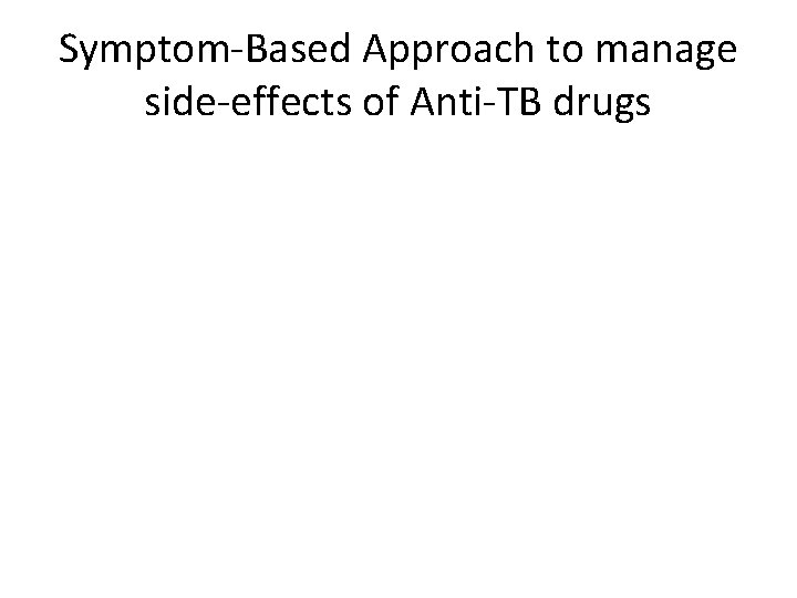 Symptom-Based Approach to manage side-effects of Anti-TB drugs 