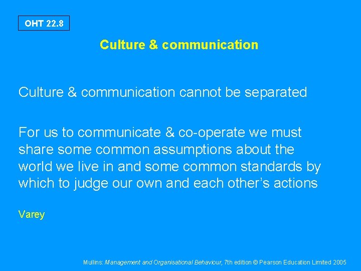 OHT 22. 8 Culture & communication cannot be separated For us to communicate &