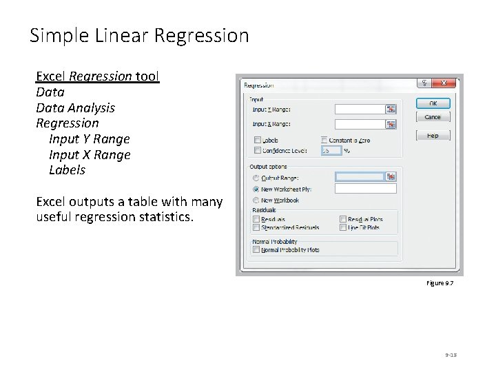 Simple Linear Regression Excel Regression tool Data Analysis Regression Input Y Range Input X Simple Linear Regression Excel Regression tool Data Analysis Regression Input Y Range Input X