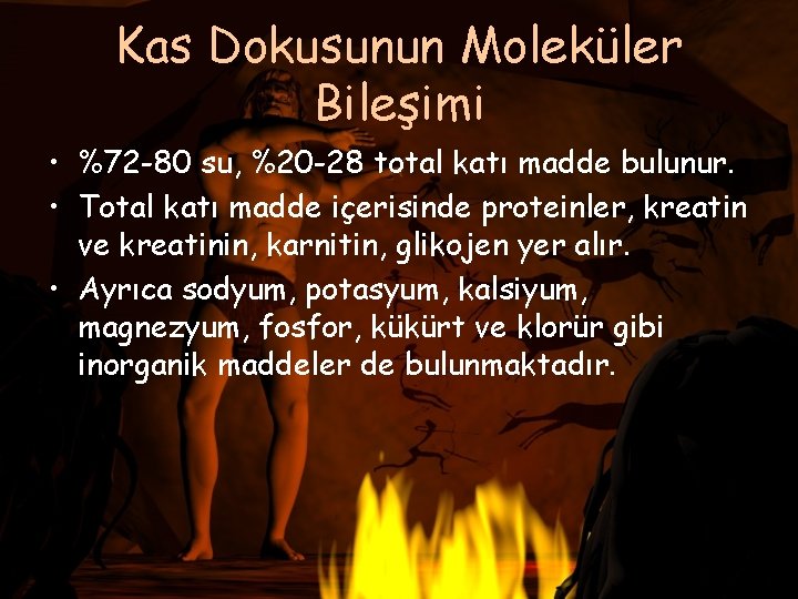 Kas Dokusunun Moleküler Bileşimi • %72 -80 su, %20 -28 total katı madde bulunur.