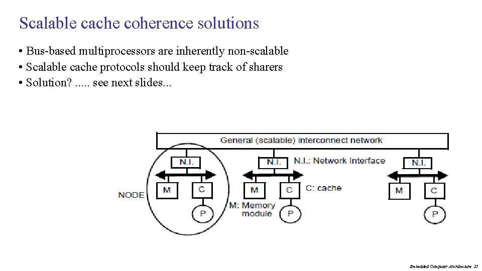 Scalable cache coherence solutions • Bus-based multiprocessors are inherently non-scalable • Scalable cache protocols