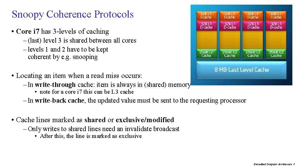 Snoopy Coherence Protocols • Core i 7 has 3 -levels of caching – (last)