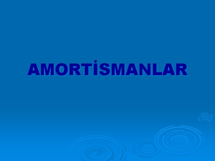 AMORTİSMANLAR 