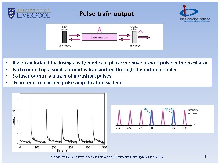 Pulse train output • • If we can lock all the lasing cavity modes