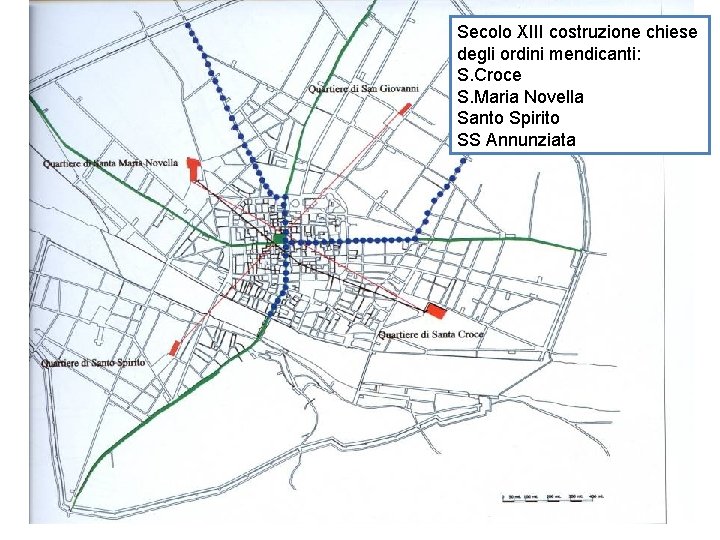 Secolo XIII costruzione chiese degli ordini mendicanti: S. Croce S. Maria Novella Santo Spirito