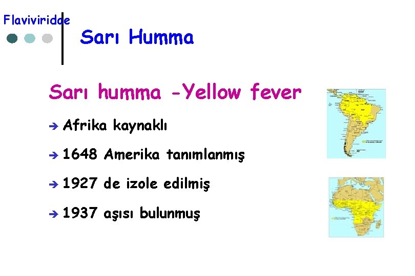 Flaviviridae Sarı Humma Sarı humma -Yellow fever è Afrika kaynaklı è 1648 Amerika tanımlanmış