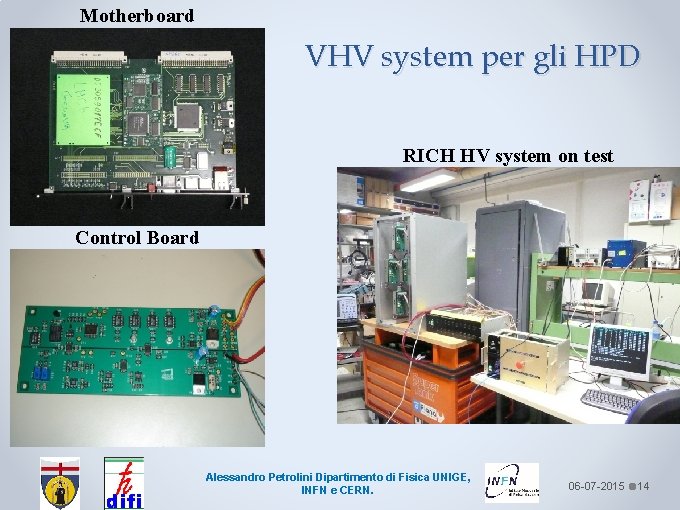 Motherboard VHV system per gli HPD RICH HV system on test Control Board Alessandro