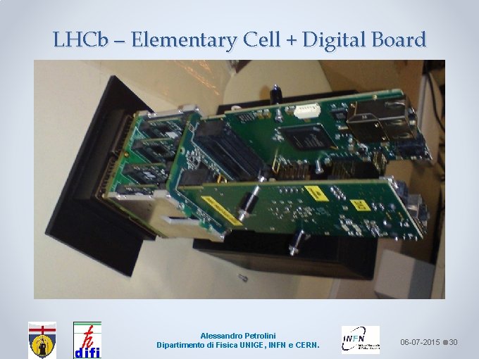 LHCb – Elementary Cell + Digital Board Alessandro Petrolini Dipartimento di Fisica UNIGE, INFN