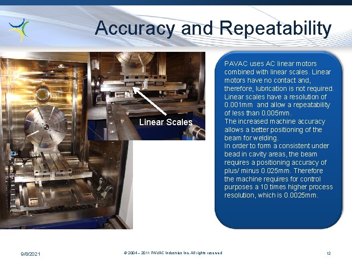 Accuracy and Repeatability Linear Scales 9/8/2021 © 2004 – 2011 PAVAC Industries Inc. All