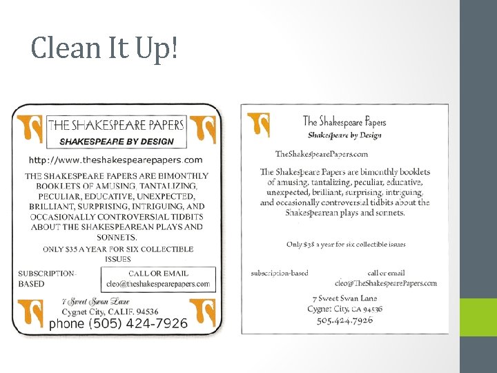Clean It Up! Clean It Up!
