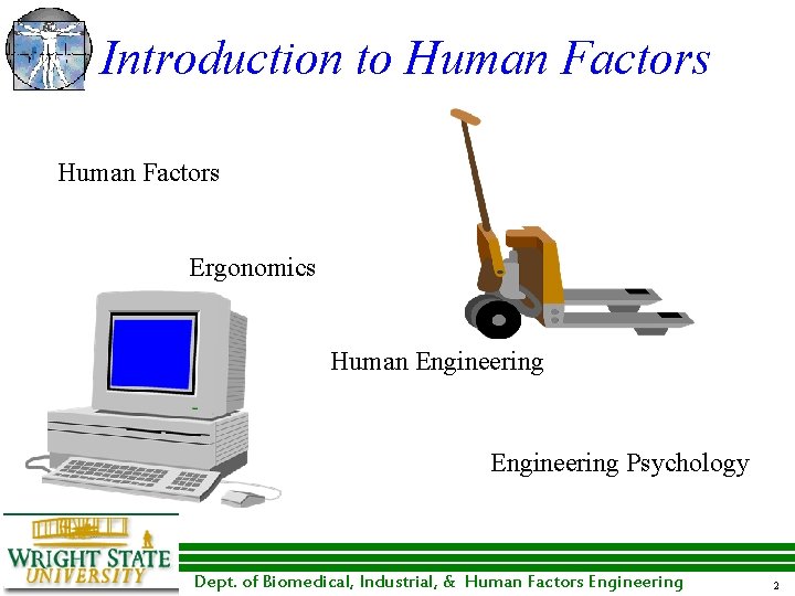 Introduction to Human Factors Ergonomics Human Engineering Psychology Dept. of Biomedical, Industrial, & Human Introduction to Human Factors Ergonomics Human Engineering Psychology Dept. of Biomedical, Industrial, & Human
