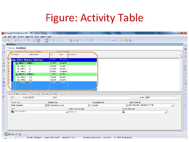 Figure: Activity Table 