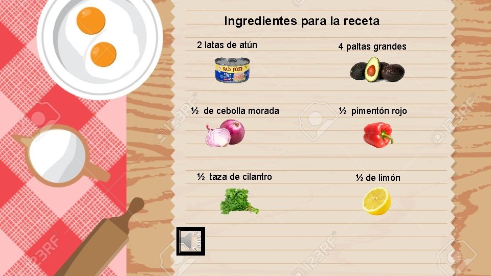 Ingredientes para la receta 2 latas de atún ½ de cebolla morada ½ taza