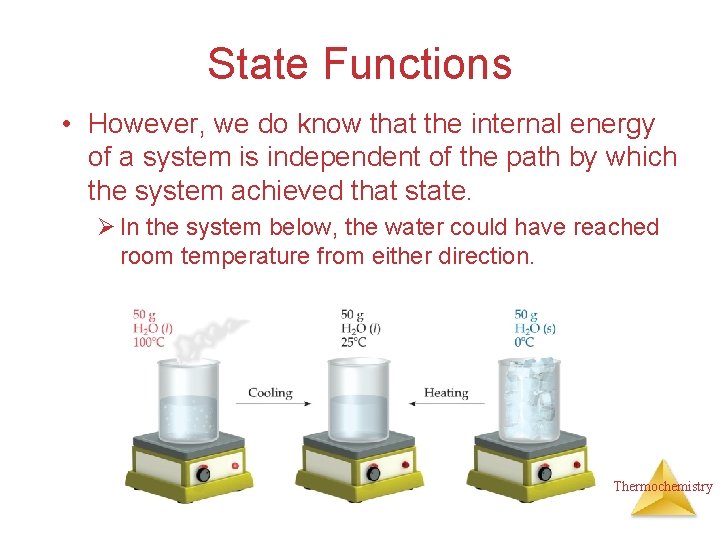 State Functions • However, we do know that the internal energy of a system