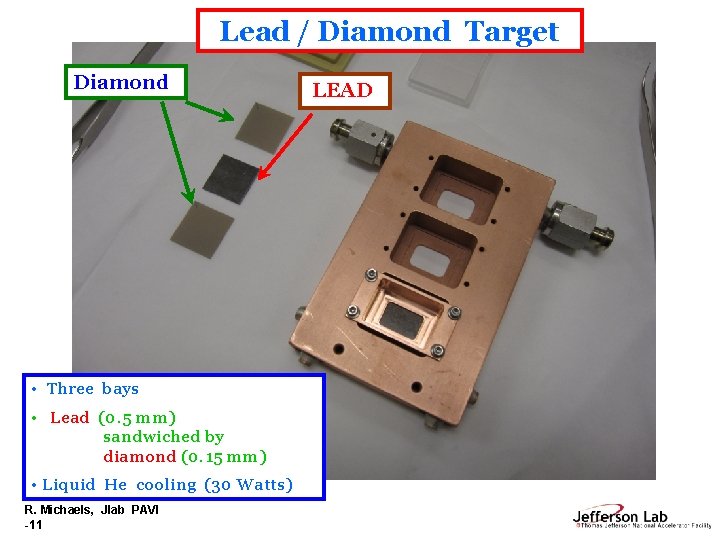 Lead / Diamond Target Diamond • Three bays • Lead (0. 5 mm) sandwiched