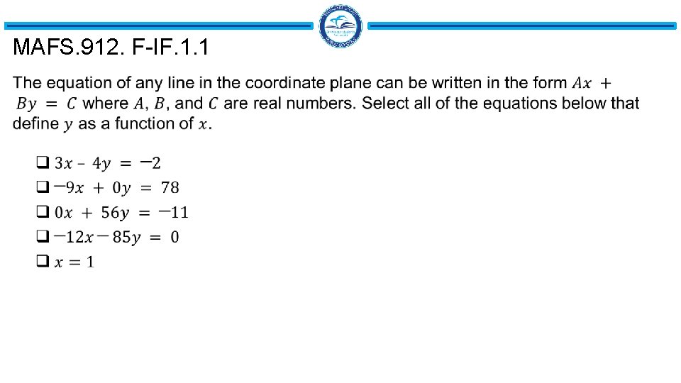 MAFS. 912. F-IF. 1. 1 